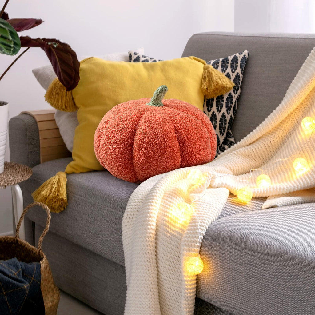 Queekay 2 Pcs Pumpkin Pillow Plush 11x9.5 Inch Orange Fall Decor