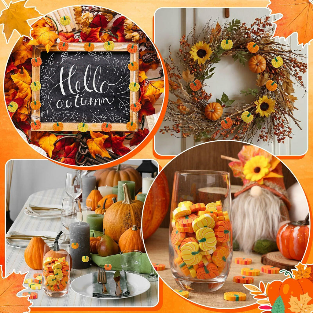 kaiolbly 80pcs Mini Pumpkins Polymer Clay Ornaments Multi Color 20mm Fall