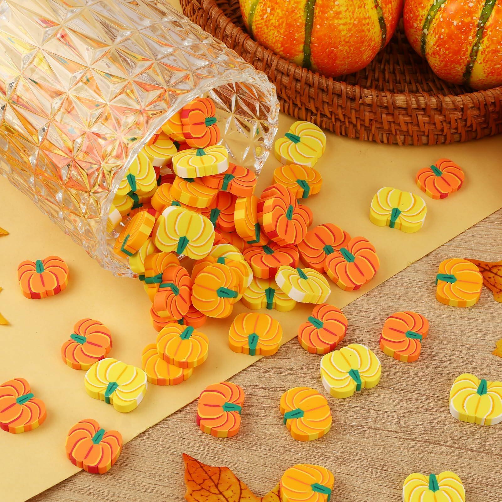 kaiolbly 80pcs Mini Pumpkins Polymer Clay Ornaments Multi Color 20mm Fall
