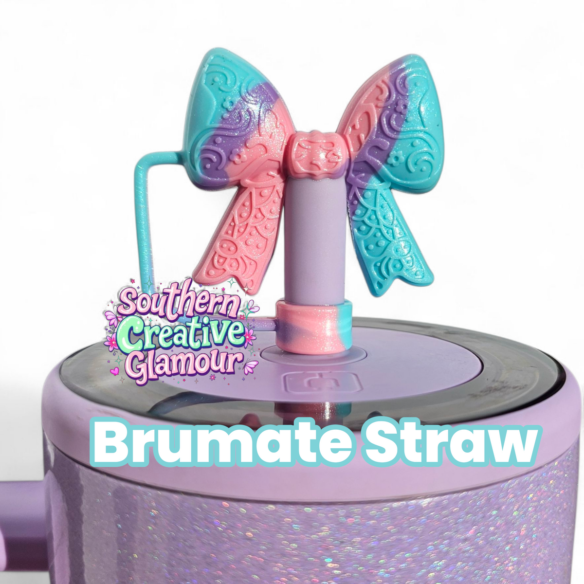 Paisley Princess 3D Bow Silicone Straw Topper | Gold Shimmer