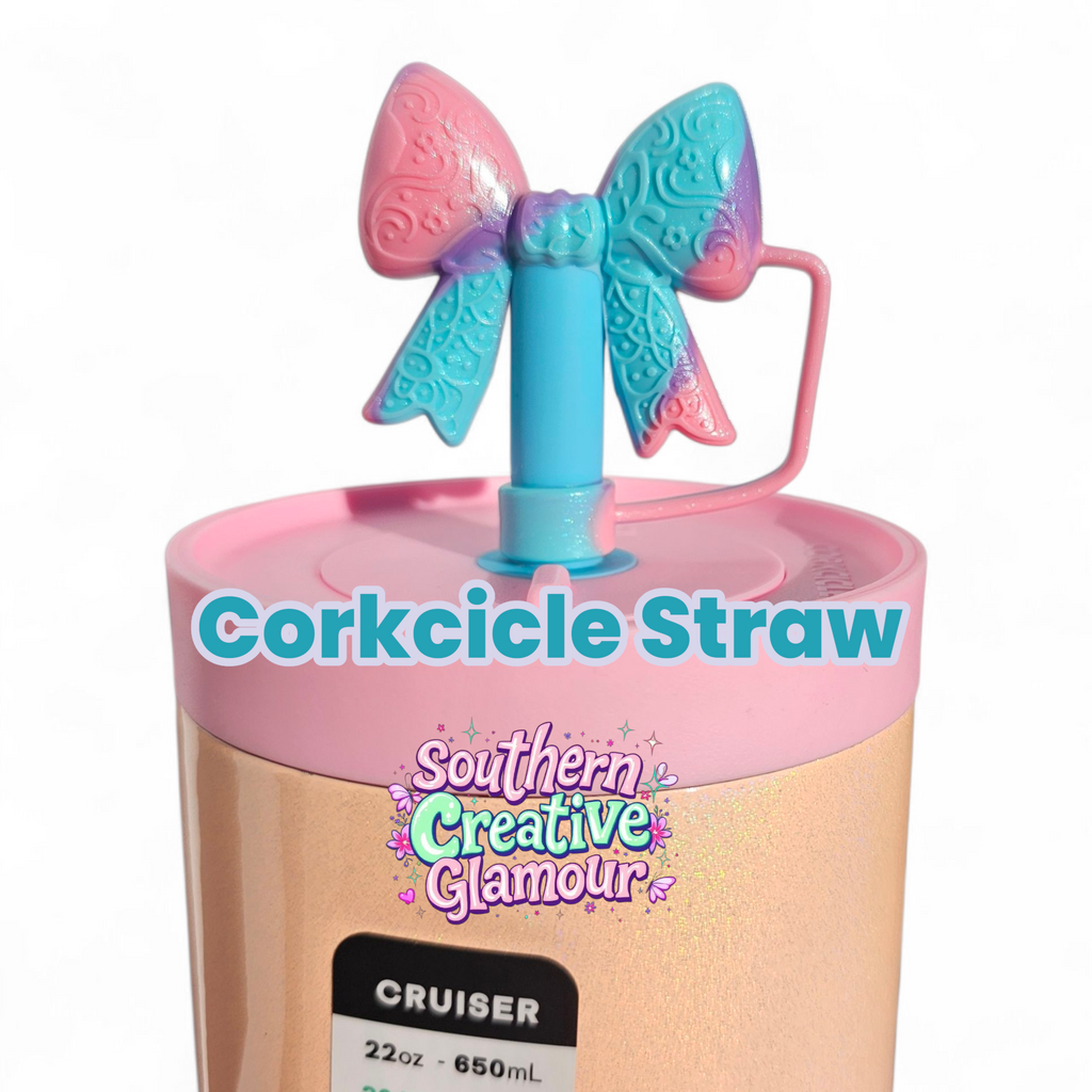 Paisley Princess 3D Bow Silicone 10mm Straw Topper | Pearl Shimmer