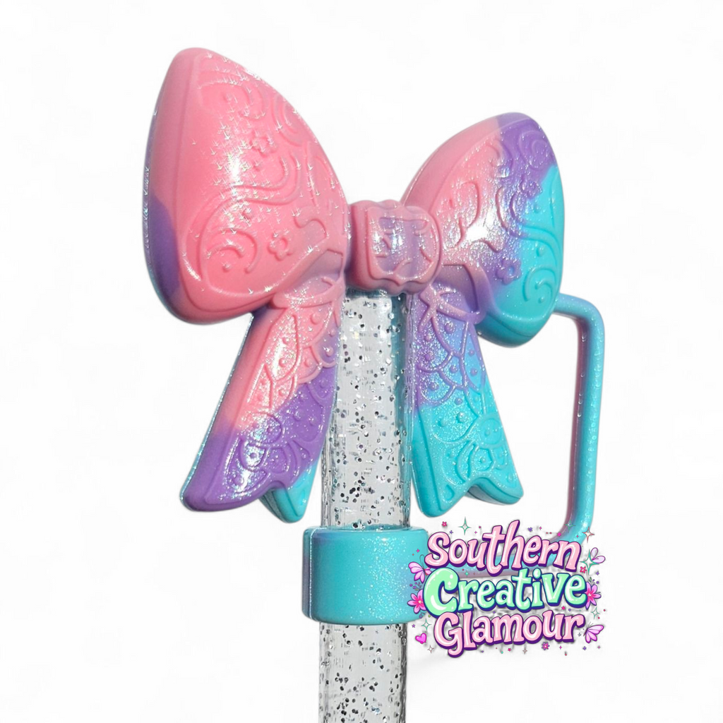 Paisley Princess 3D Silicone Straw Topper | Pastel Swirl Shimmer