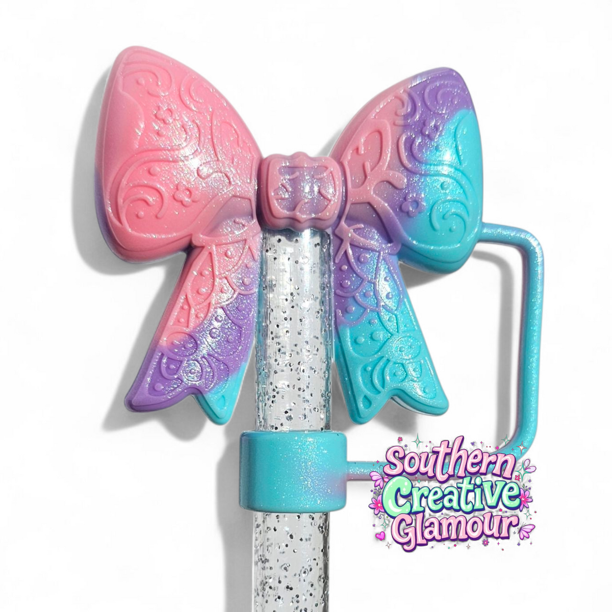 Paisley Princess 3D Silicone Straw Topper | Pastel Swirl Shimmer