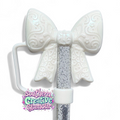 Paisley Princess 3D Bow Silicone 10mm Straw Topper | Pearl Shimmer