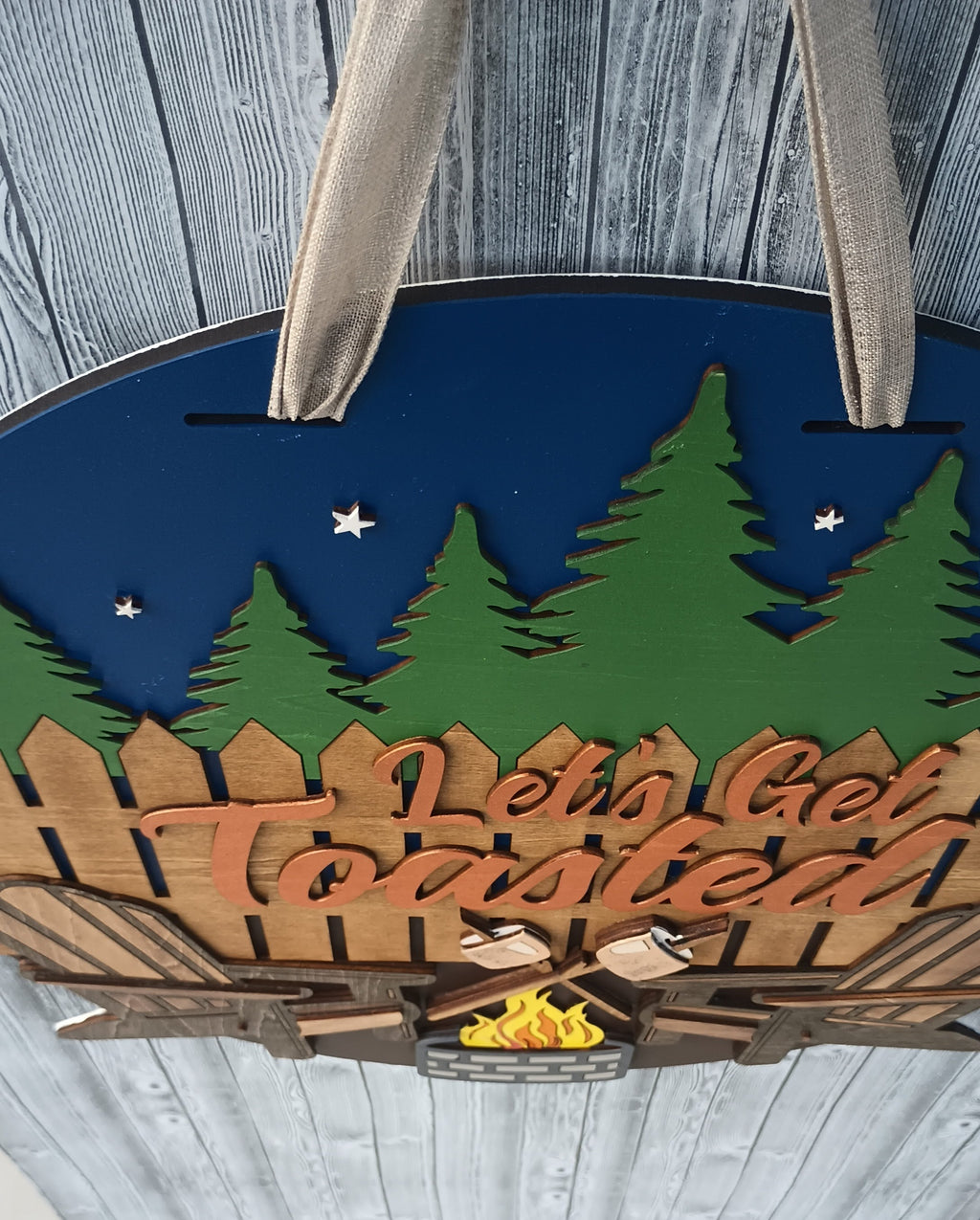 Lets Get Toasted Funny Camping Door Sign Decor
