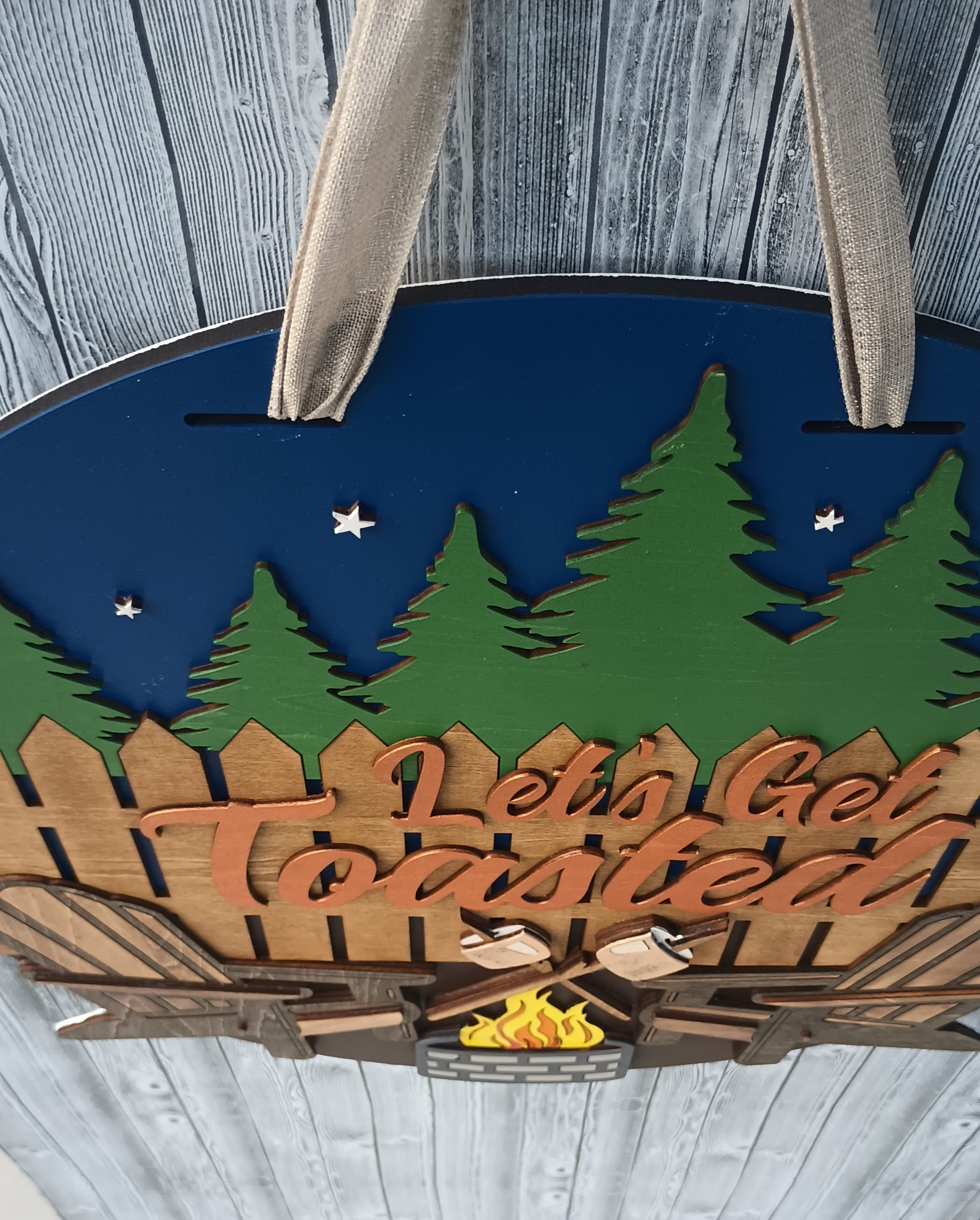 Lets Get Toasted Funny Camping Door Sign Decor