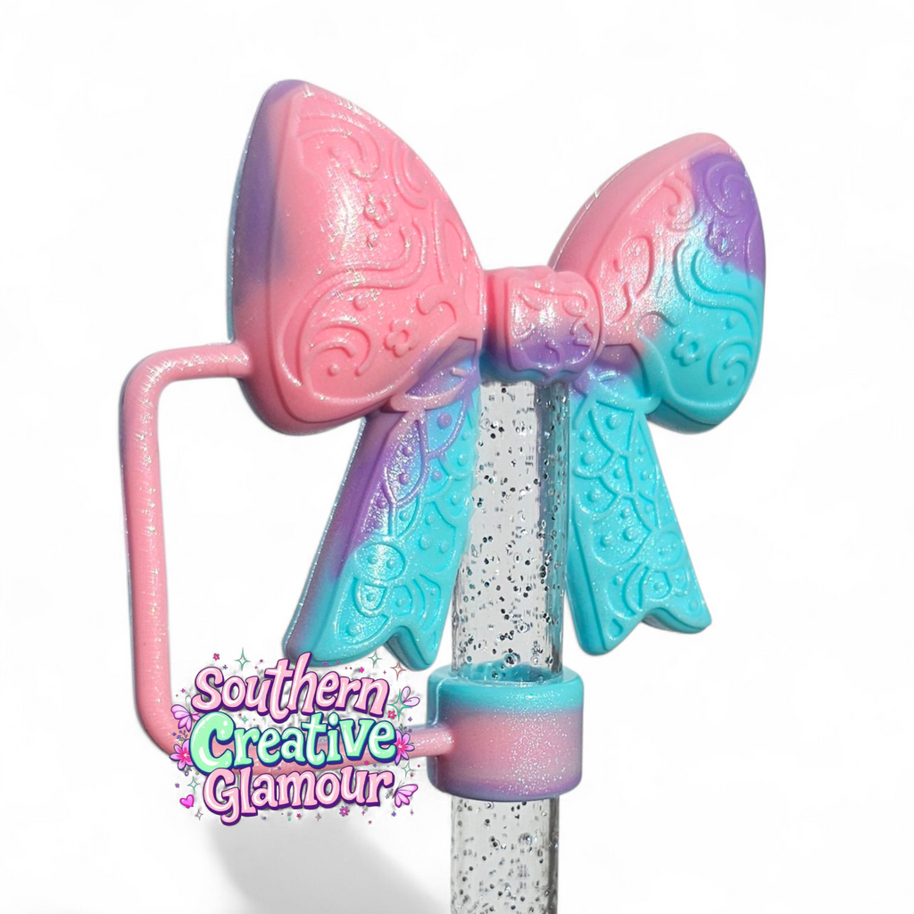 Paisley Princess 3D Silicone Straw Topper | Pastel Swirl Shimmer