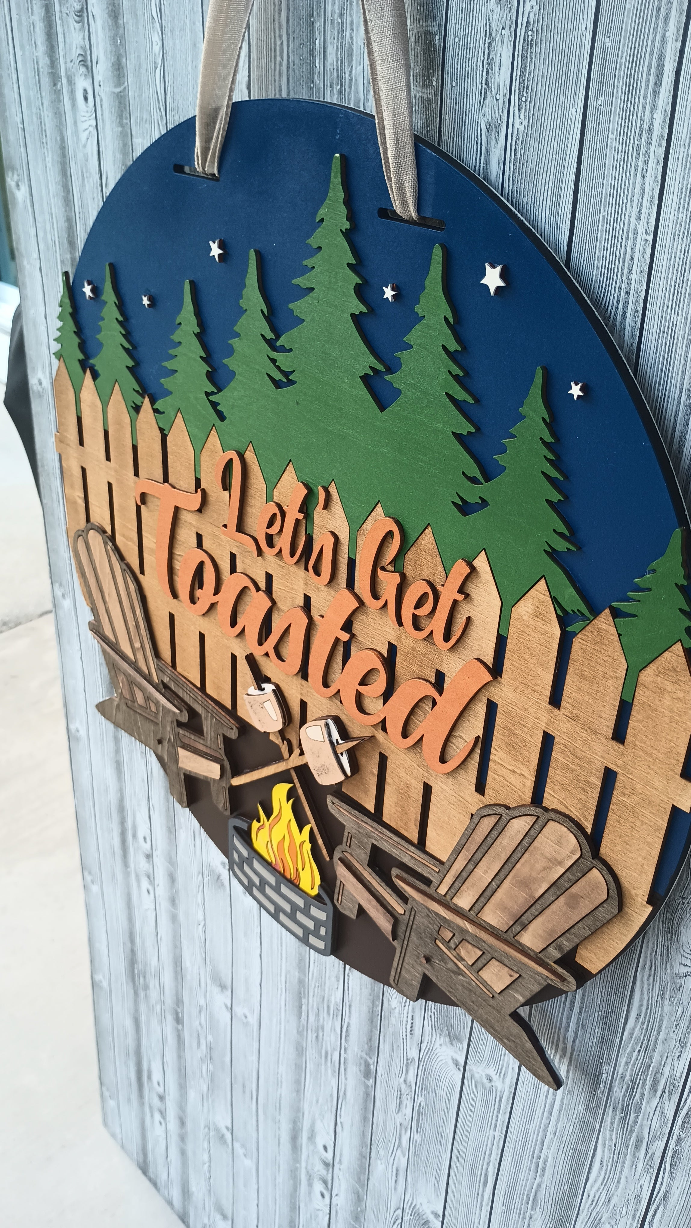 Lets Get Toasted Funny Camping Door Sign Decor