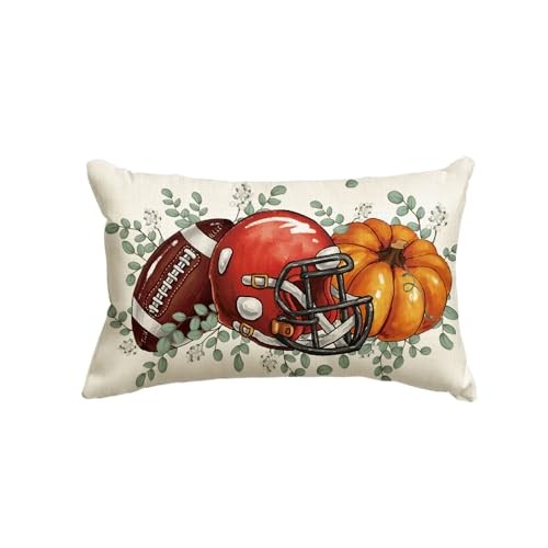 Yxuiyal Fall Pillow Covers 12x20 Inch Plaid Orange Pumpkin Leaf 2 Pack