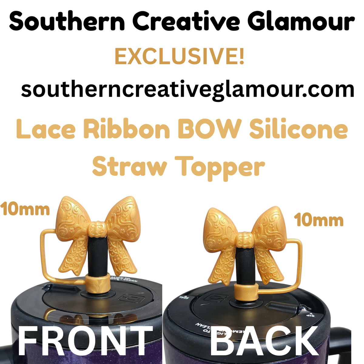 Paisley Princess Bow BOW Silicone Straw Topper | Blue Swirl Shimmer