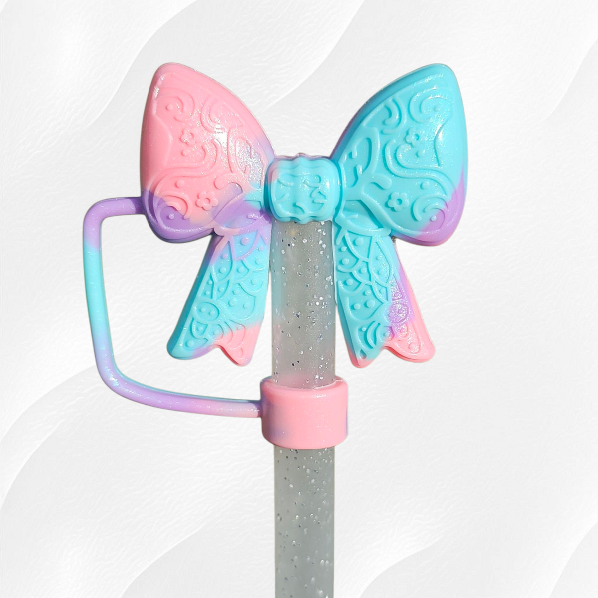Paisley Princess 3D Silicone Straw Topper | Pastel Swirl Shimmer