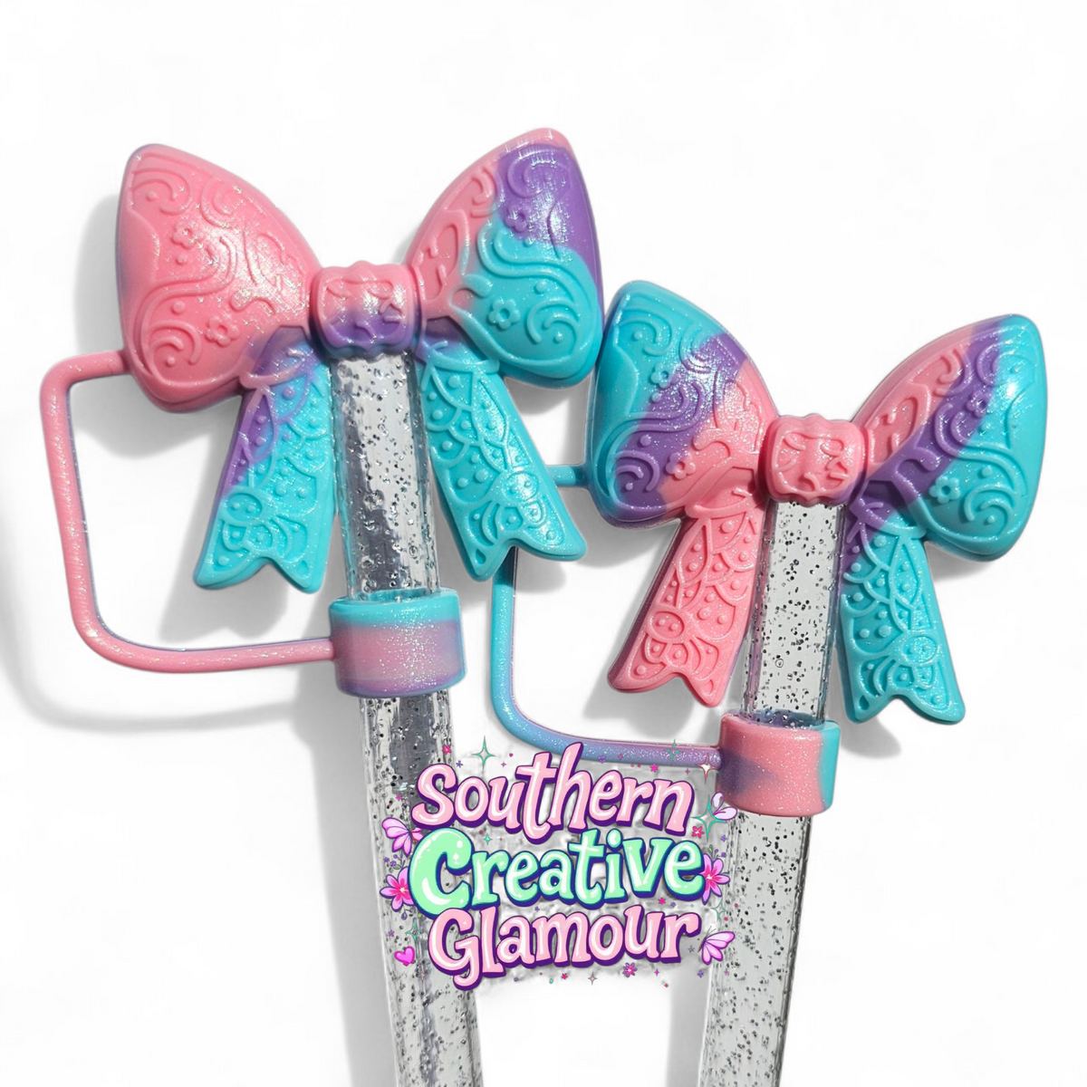 Paisley Princess 3D Silicone Straw Topper | Pastel Swirl Shimmer