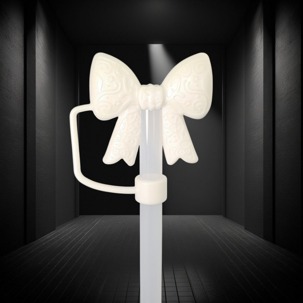 Paisley Princess 3D Bow Silicone 10mm Straw Topper | Pearl Shimmer
