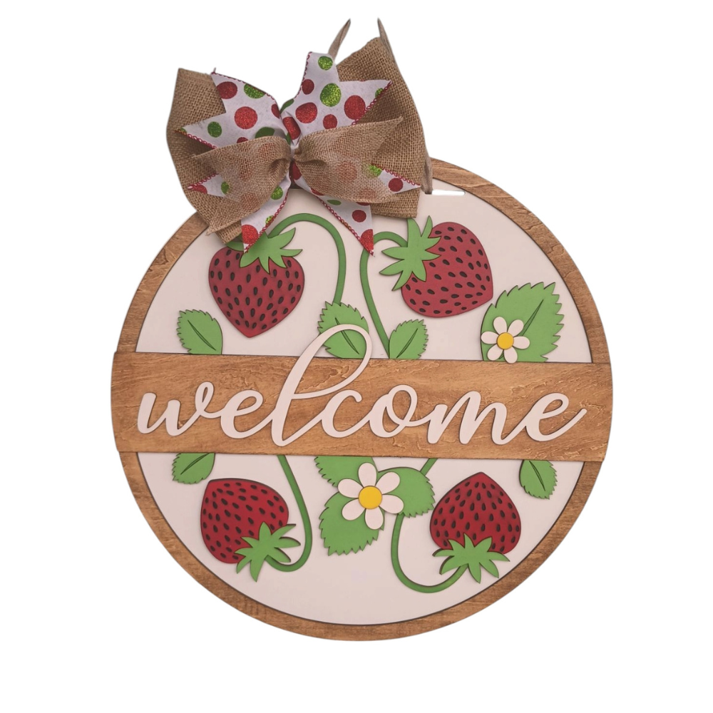 Strawberry Door Hanger – Welcome Sign for Front Porch