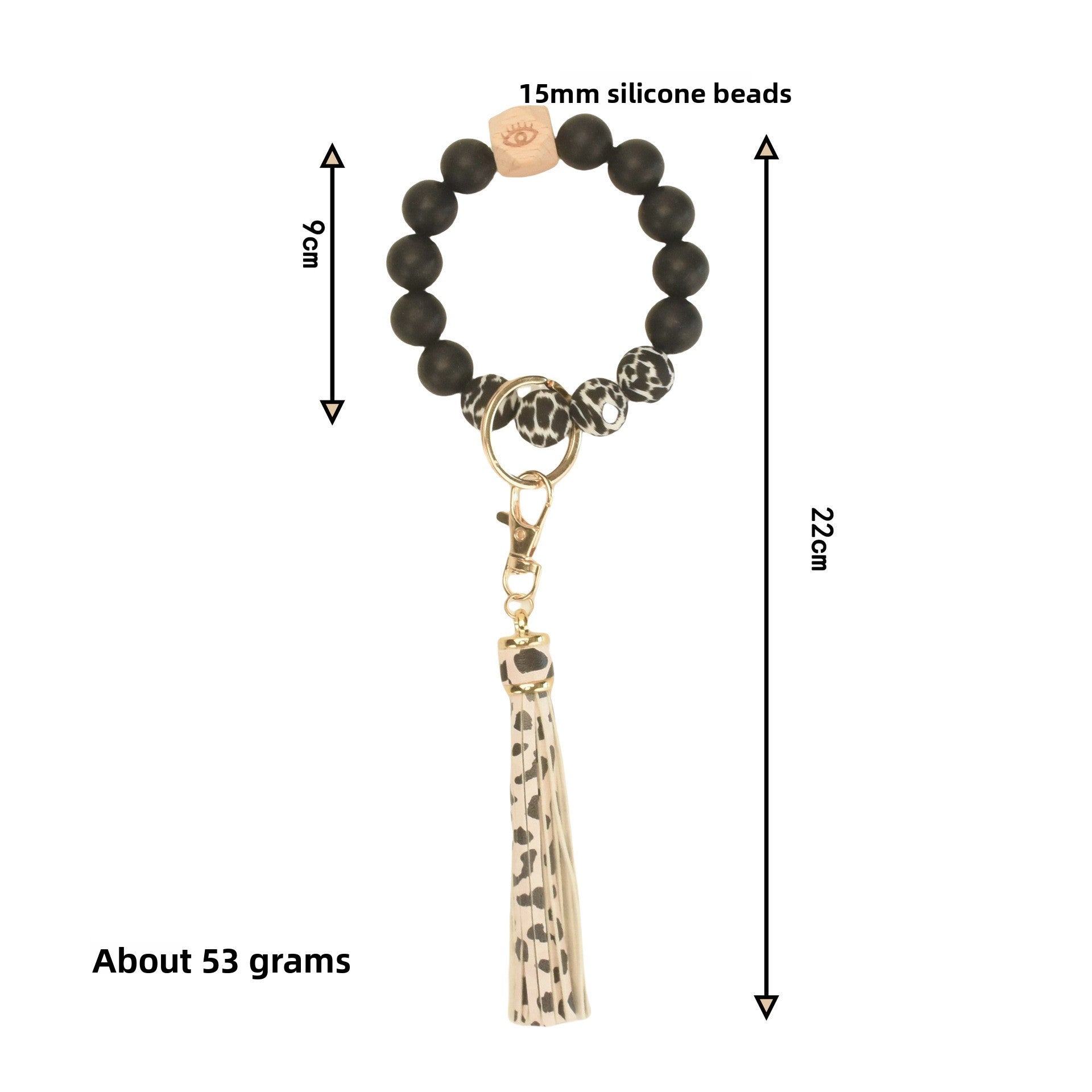 PU Tassel Keychain Bag charm Silicone Beaded Keychain Wristlet Key Ring Bracelet Cute Car Key Chain Holder for Women Girls