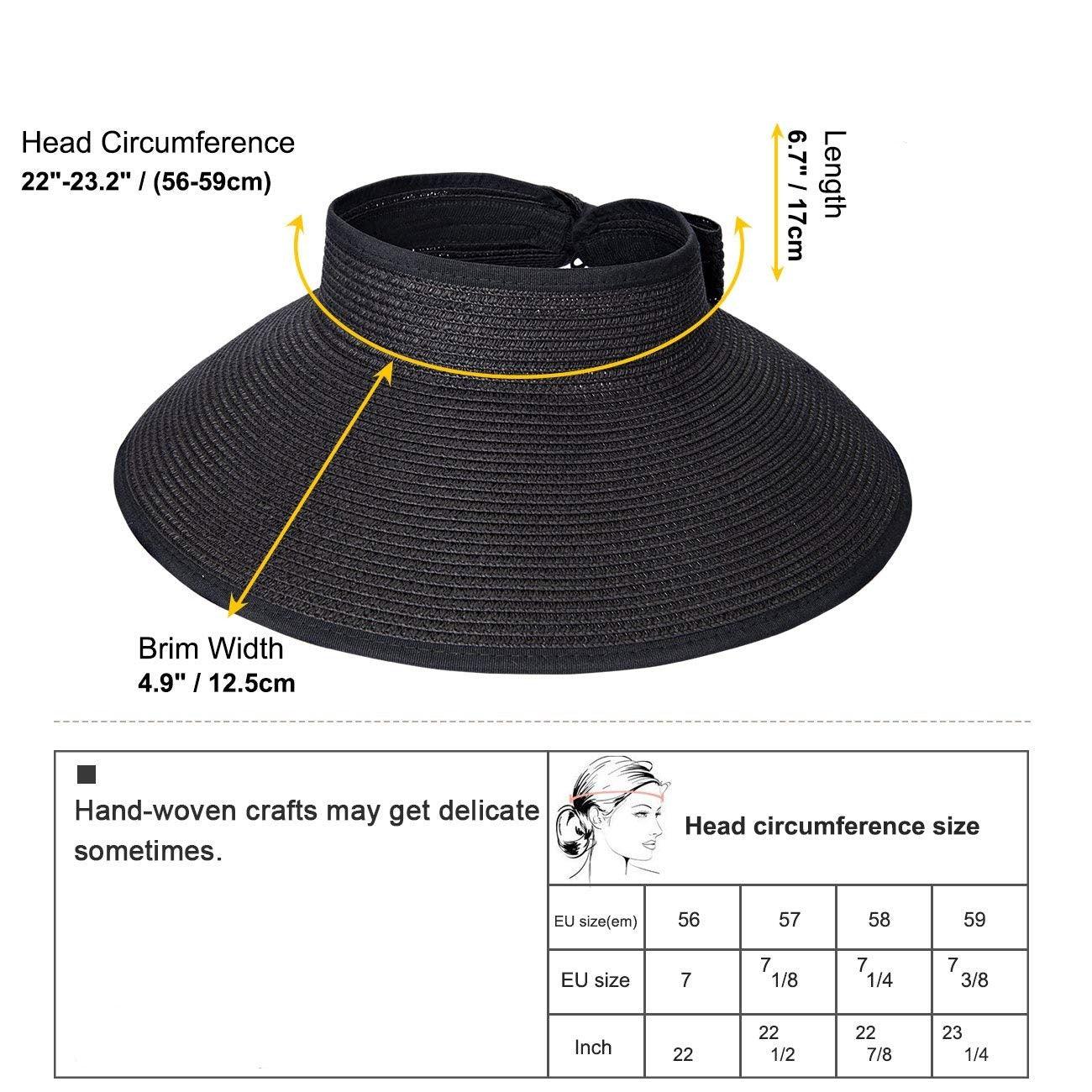 Women Summer Visors Hat Foldable Sun Cap Sun Visor Hats for Women Wide Women's Beach Summer Hat Women's Fedoras Large Beach Hats Lady Beach UV Protection Caps Soft Comfortable Hat